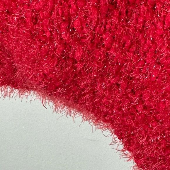No Boundaries Eyelash Fuzzy Sweater in Red Metallic Threads XXL - Picture 8 of 12